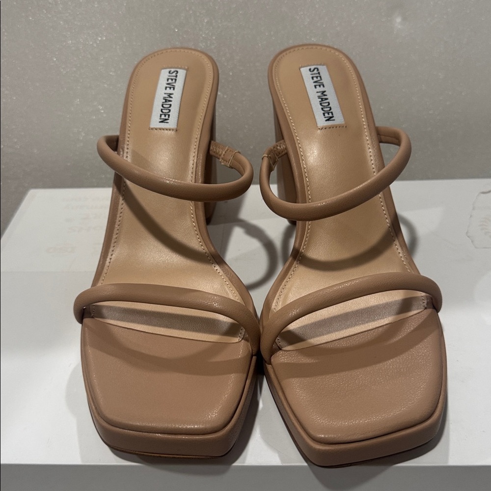 Steve Madden Tan Strappy Heels - Picture 2 of 7